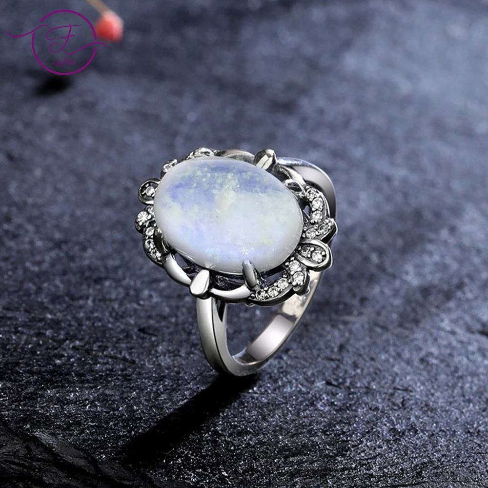 Turquoise Stone Ring - Anéis de pedra de lua vintage