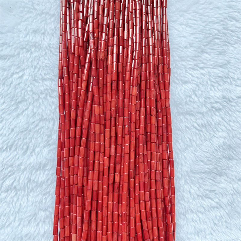 Gemstone Bracelet Healing - Raro 3*6mm tubo redondo coral vermelho