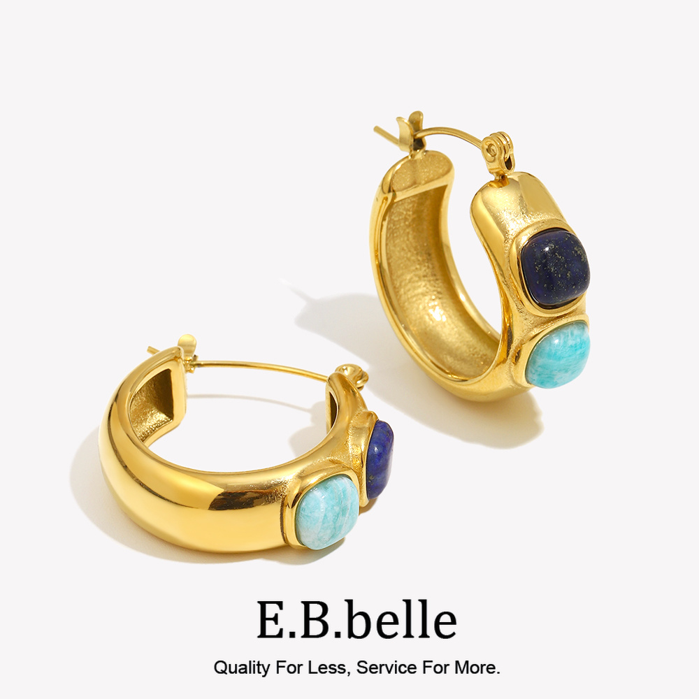 Turquoise Stone Ring - Ebbelle redondo lazurite turquesa pedra natural