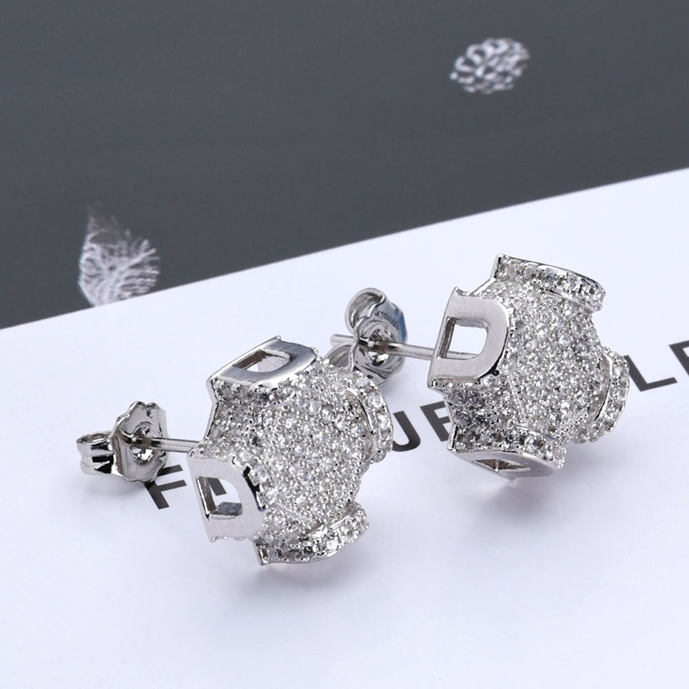 Diamond Stud Earrings - Ekeem jóias finas 12mm iced out