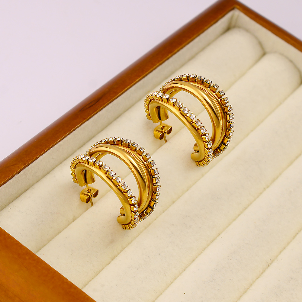 Acessórios DIY: Brincos de aço - Diamond Stud Earrings avaliação e preço