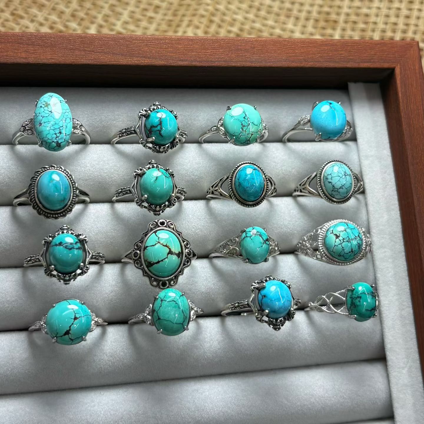 Anel de Turquesa Natural Fengb - Turquoise Stone Ring avaliação e preço