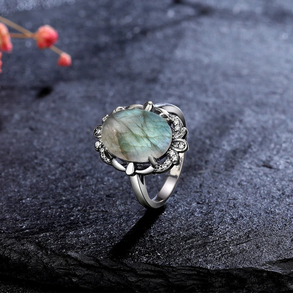Anéis de pedra de lua vintage  - Turquoise Stone Ring avaliação e preço