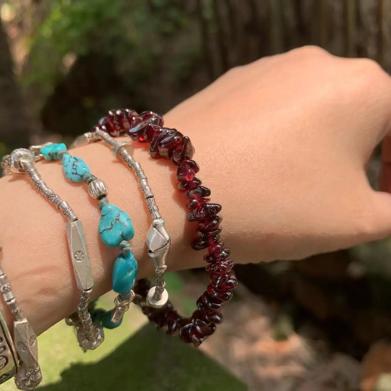Pulseira de granada natural pa - Gemstone Bracelet Healing avaliação e preço