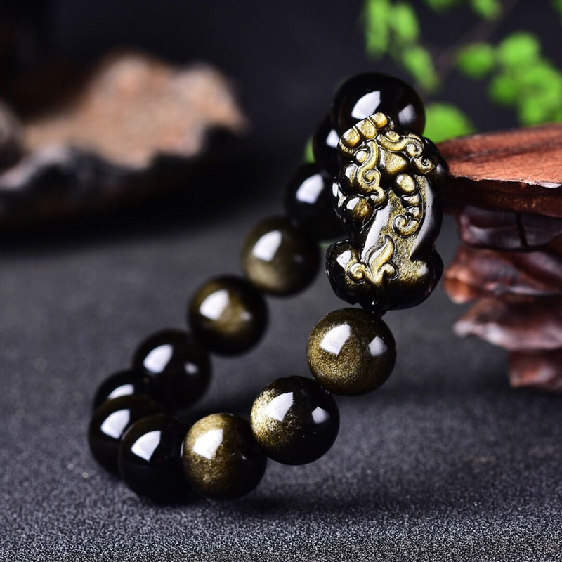 Pulseira de obsidiana de ouro  - Gemstone Bracelet Healing avaliação e preço