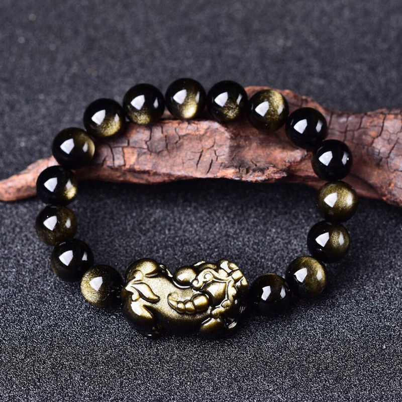 Pulseira de obsidiana de ouro  - Gemstone Bracelet Healing avaliação e preço