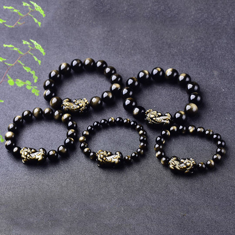 Pulseira de obsidiana de ouro  - Gemstone Bracelet Healing avaliação e preço