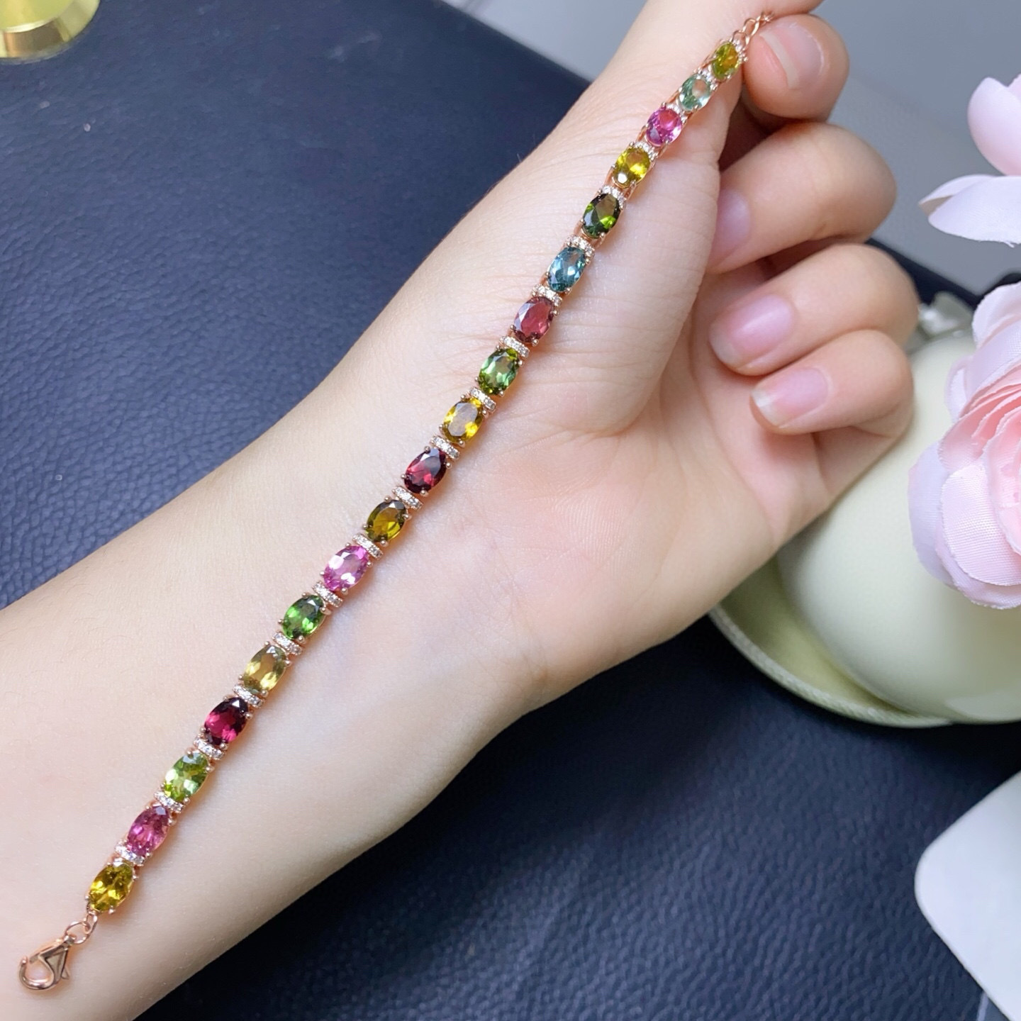 Pulseira de Prata 925 com Turm - Gemstone Bracelet Healing avaliação e preço