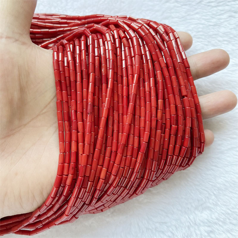 Raro 3*6mm tubo redondo coral  - Gemstone Bracelet Healing avaliação e preço