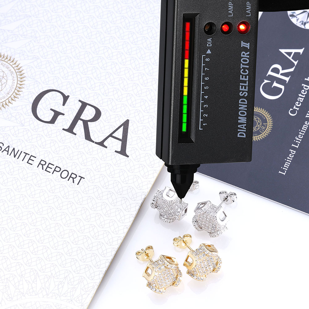 Ekeem jóias finas 12mm iced ou - Diamond Stud Earrings avaliação e preço