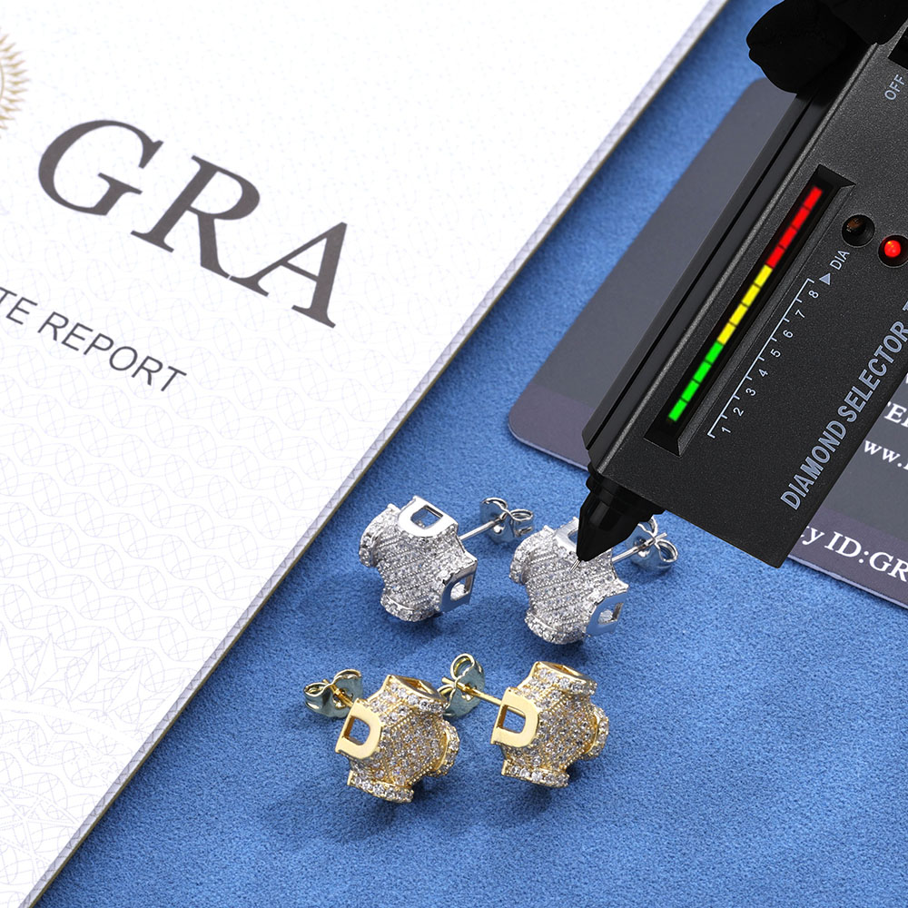 Ekeem jóias finas 12mm iced ou - Diamond Stud Earrings avaliação e preço